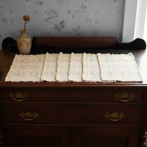 Bohemian Woven Cotton Placemats Set Of 6 Pastel Floral Rustic 16.5 x 11.5 Inches